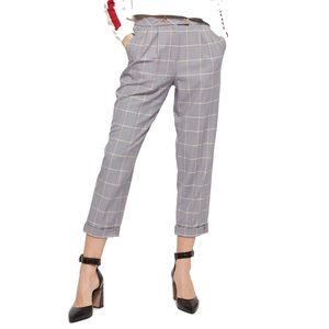 Topshop Windowpane Gray Plaid Trousers